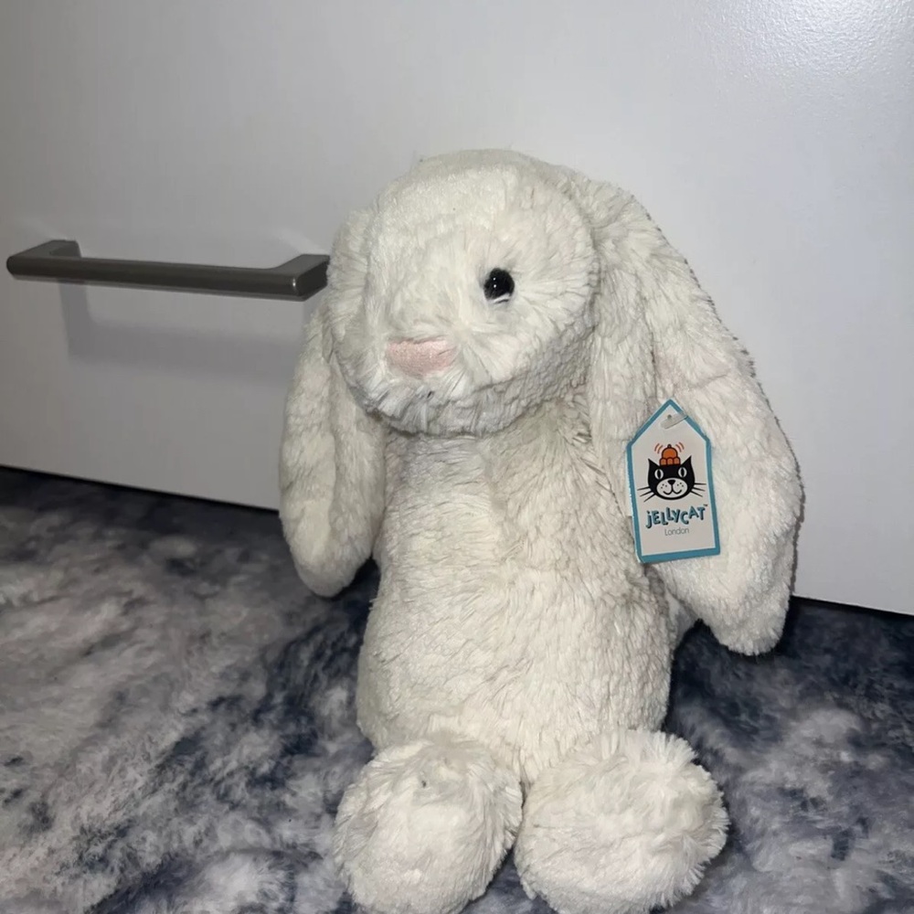 Jellycat White Floppy-Eared Stuffed Bunny